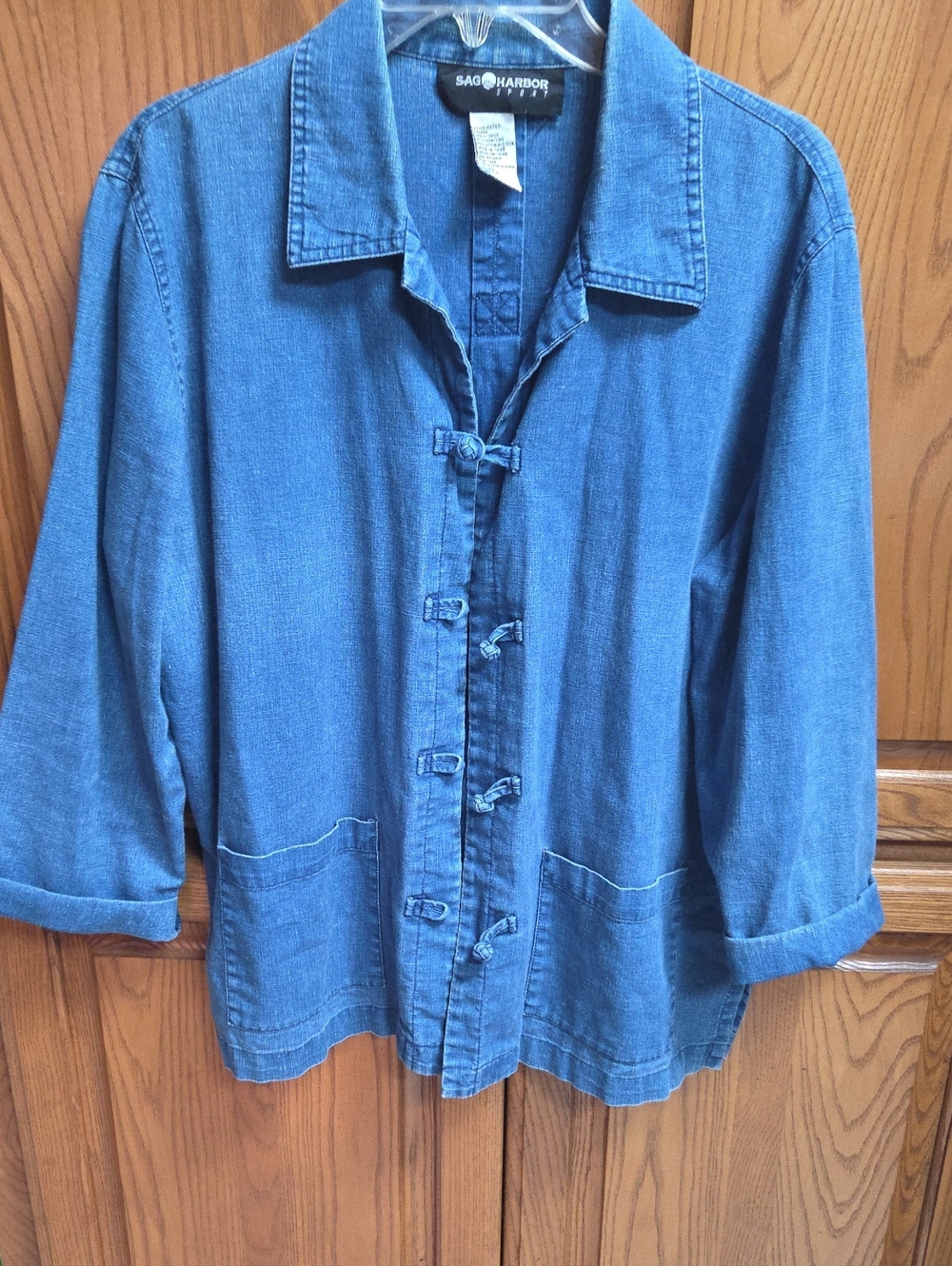 Sag Harbor Classic Blue Denim Button-Loop Jacket